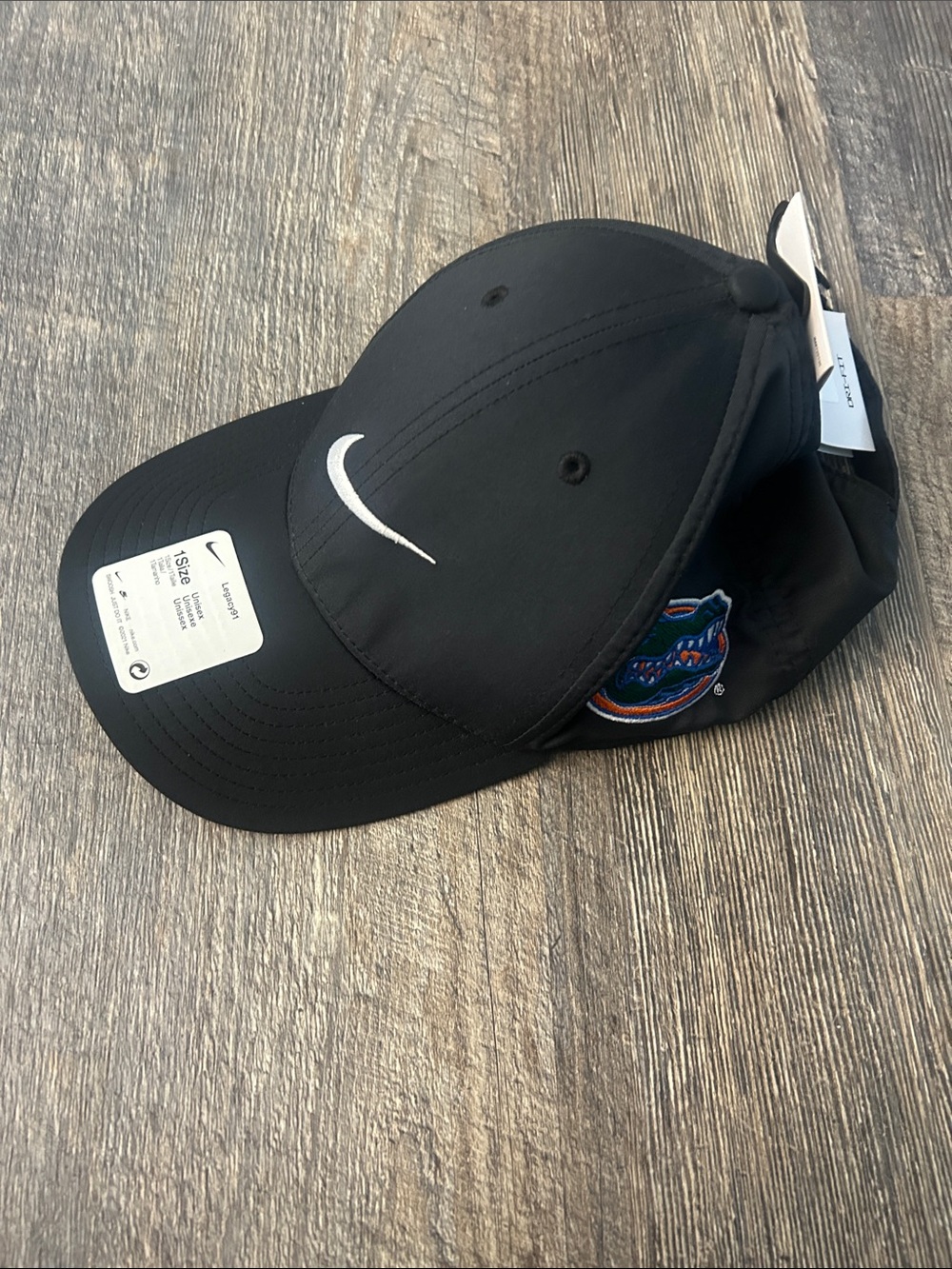 Nike Black Cap with White Swoosh and Multicolor Gator Patch